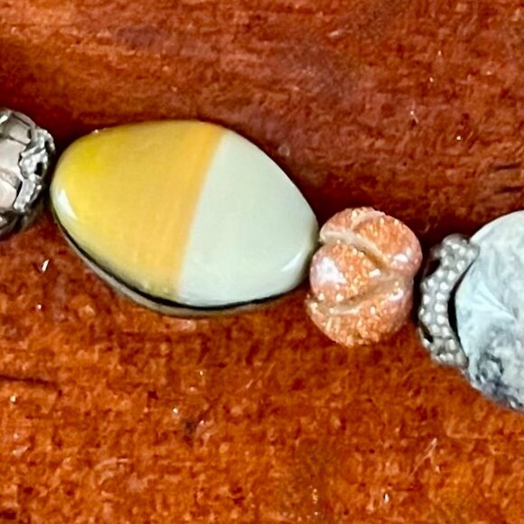 Desert Heart Mixed Bead Artisan Necklace – Neutral Stones & Glass - Picture 4 of 5